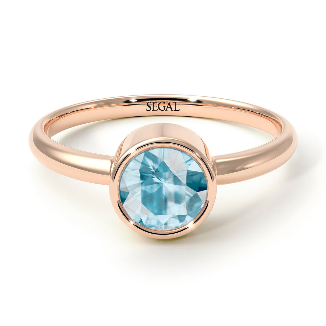 Solitaire Bezel Aquamarine Ring - Emerson No. 402