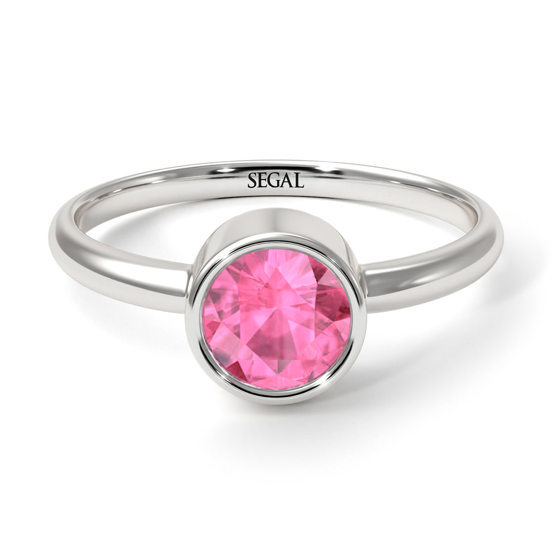 Solitaire Bezel Pink Moissanite Ring - Emerson No. 803