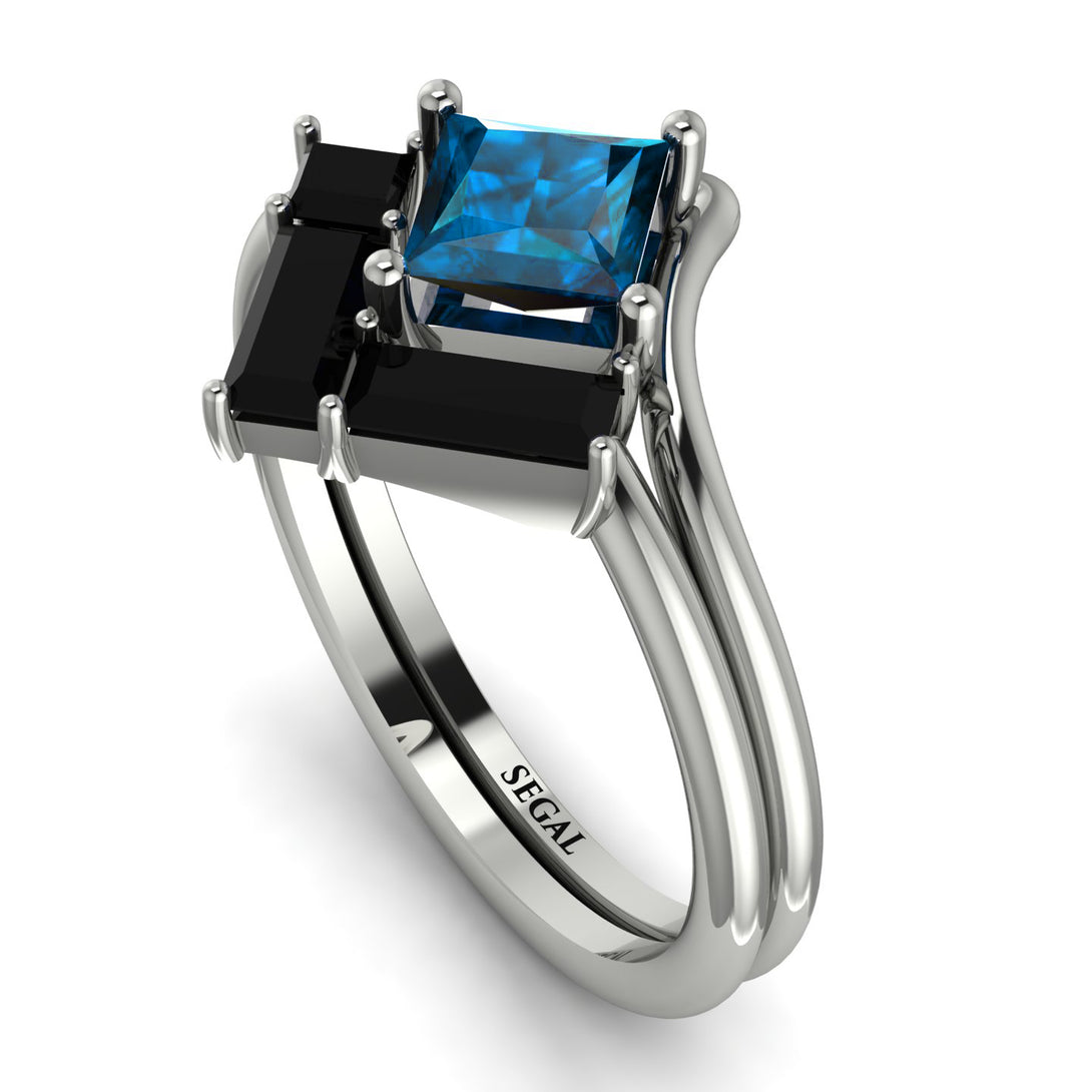Stacking Princess Blue Topaz Ring - Elise No. 509