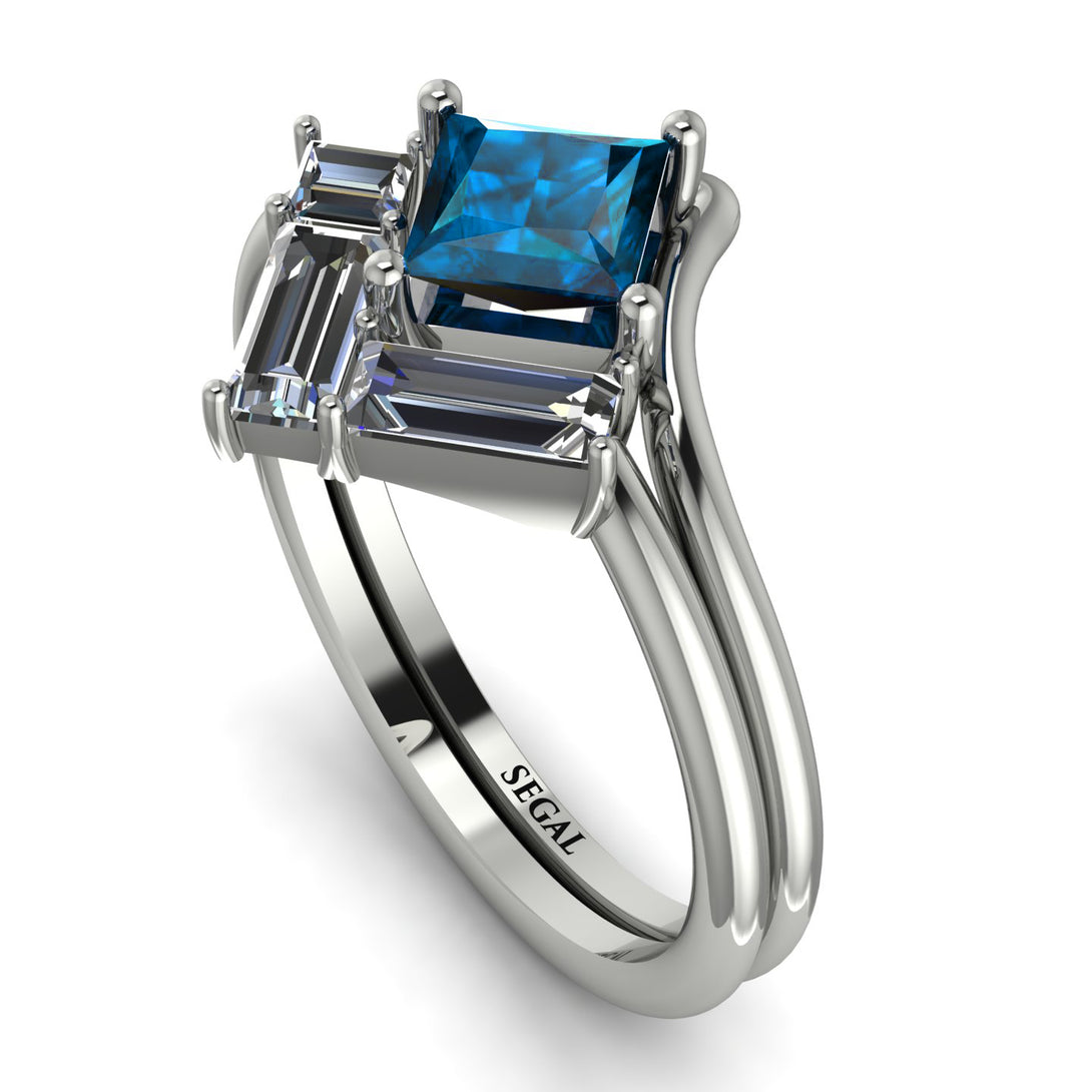 Stacking Princess Blue Topaz Ring - Elise No. 503