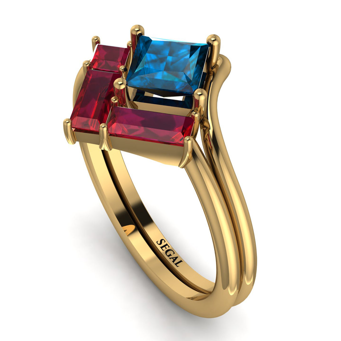 Stacking Princess Blue Topaz Ring - Elise No. 510