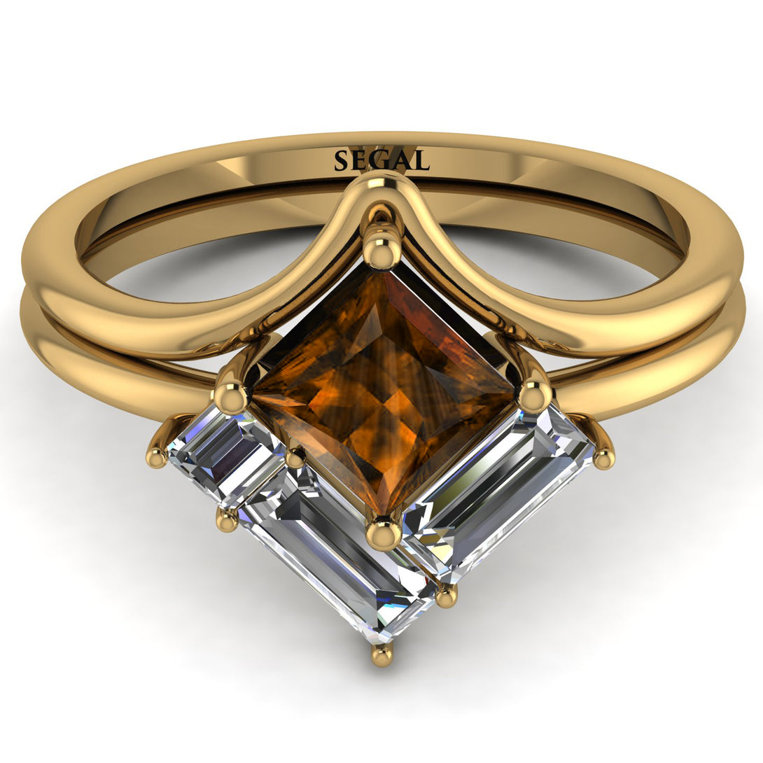 Stacking Princess Brown Diamond Ring - Elise No. 1101