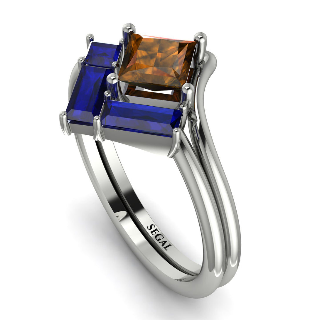Stacking Princess Brown Diamond Ring - Elise No. 1115