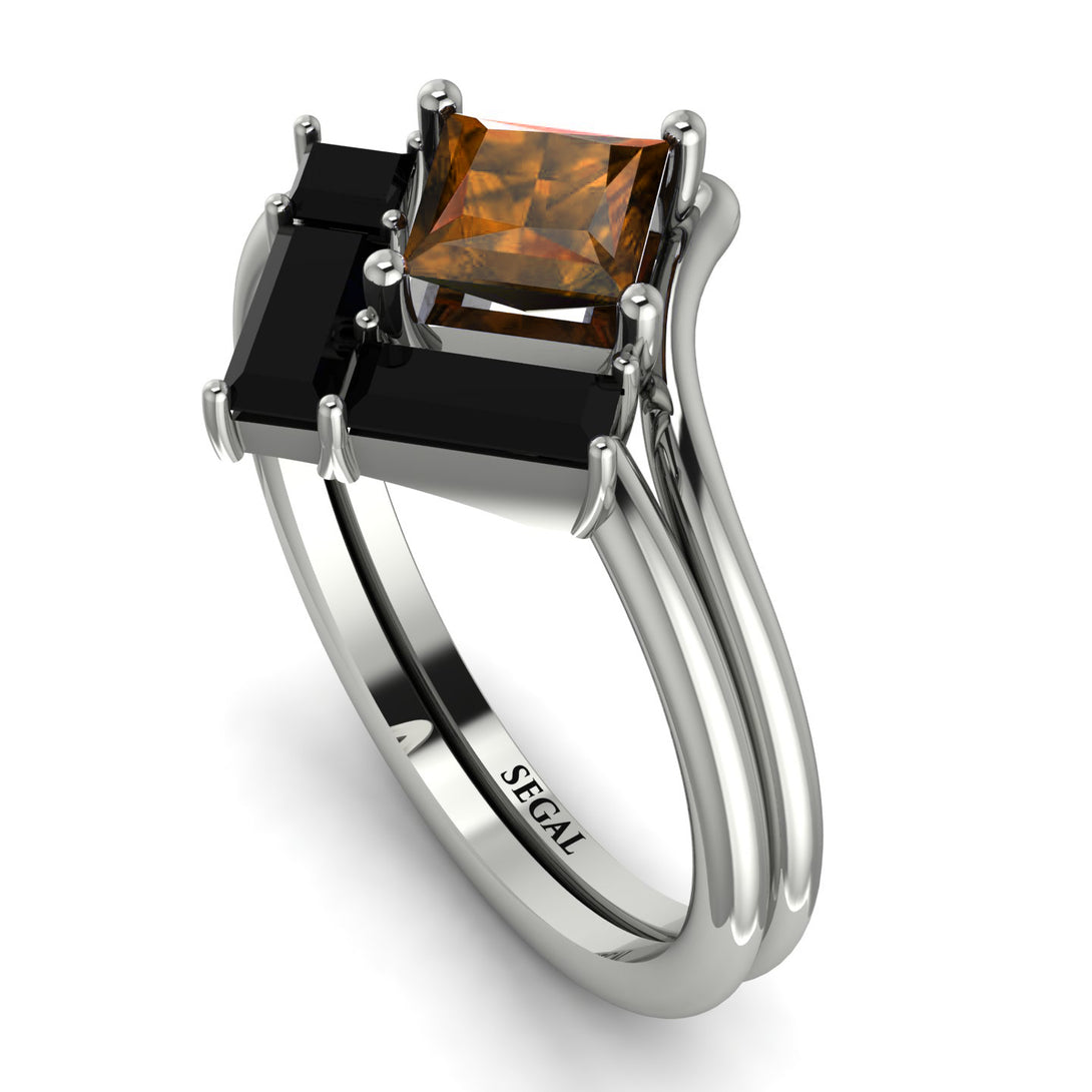 Stacking Princess Brown Diamond Ring - Elise No. 1109