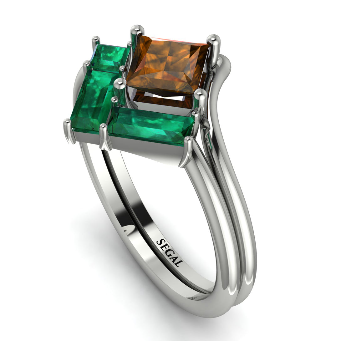 Stacking Princess Brown Diamond Ring - Elise No. 1106