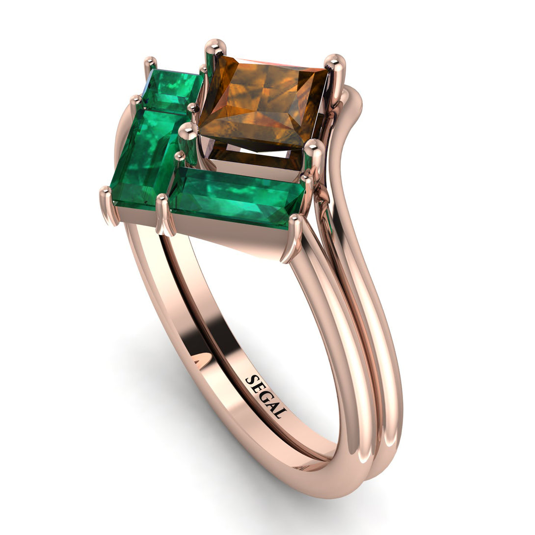 Stacking Princess Brown Diamond Ring - Elise No. 1105