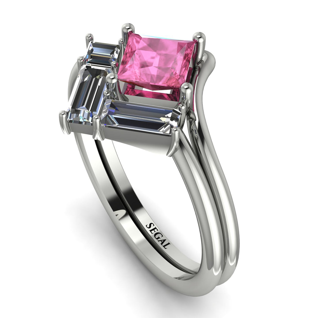 Stacking Princess Pink Moissanite Ring - Elise No. 803