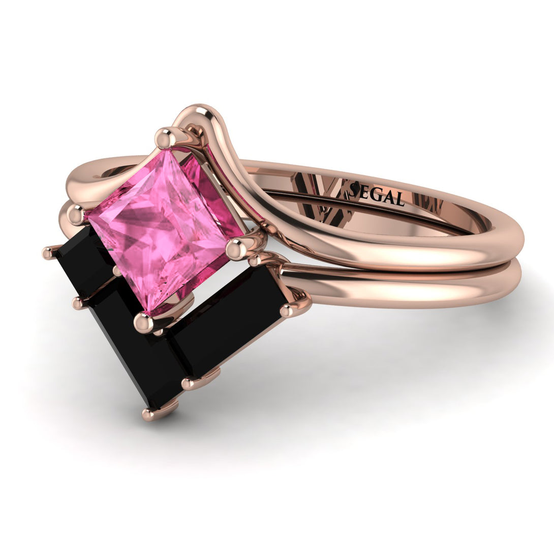 Stacking Princess Pink Moissanite Ring - Elise No. 808