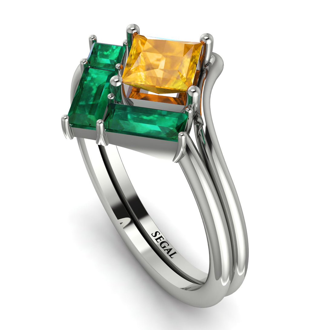 Stacking Princess Yellow Diamond Ring - Elise No. 1006