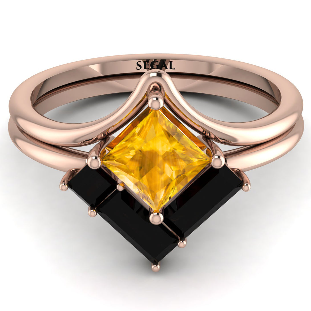 Stacking Princess Yellow Diamond Ring - Elise No. 1008