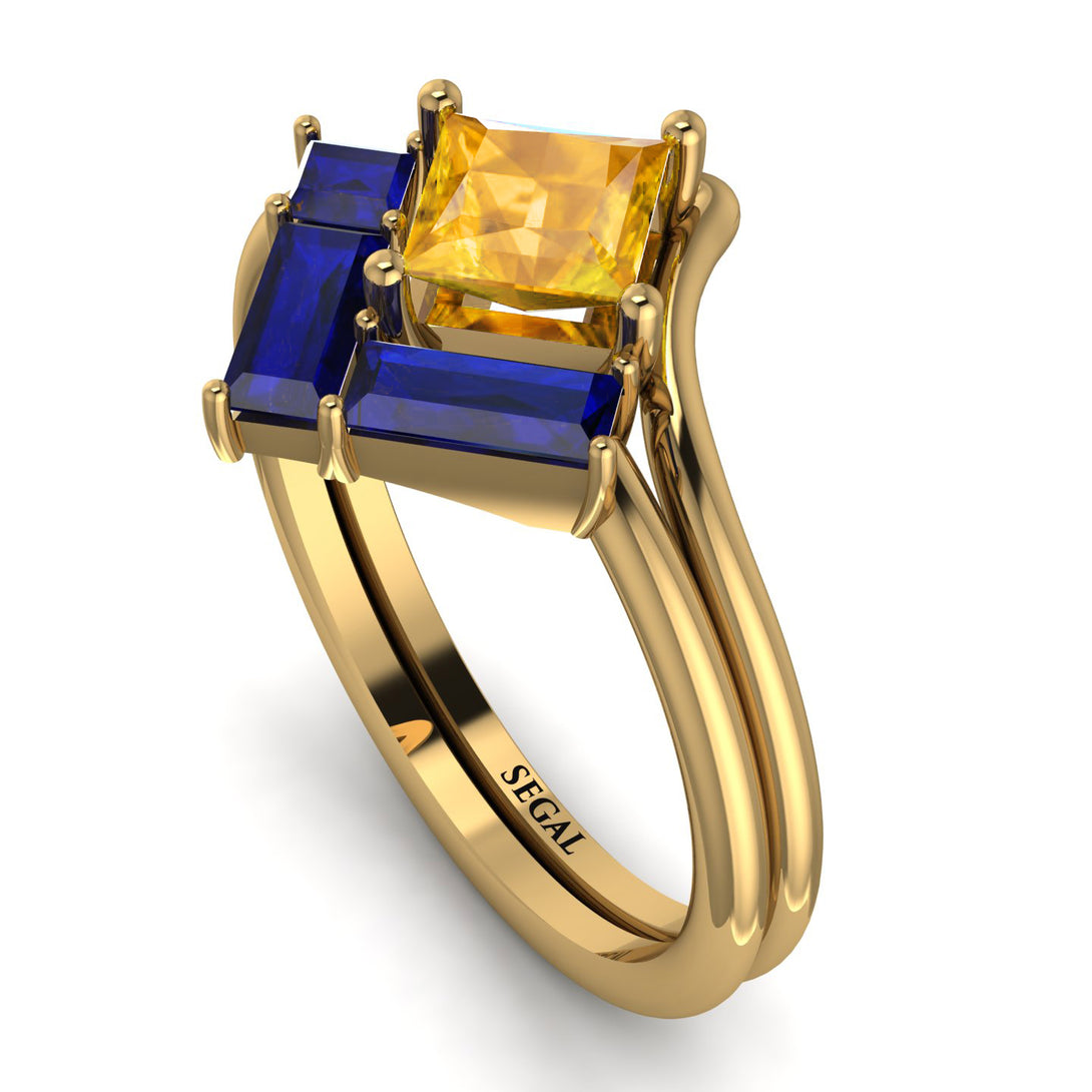 Stacking Princess Yellow Diamond Ring - Elise No. 1013