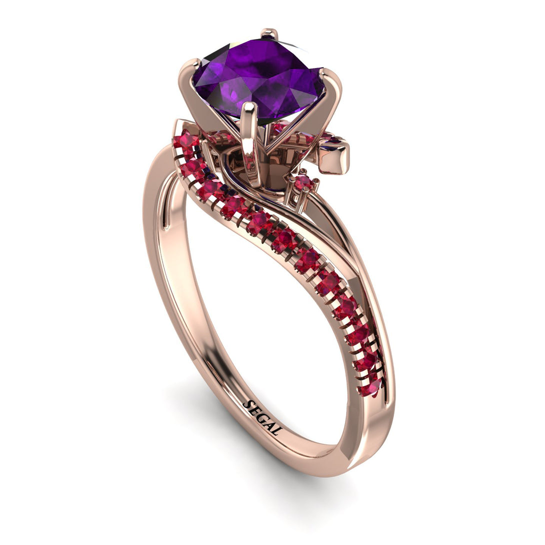Twist Shank Amethyst Engagement Ring - Maria No. 311