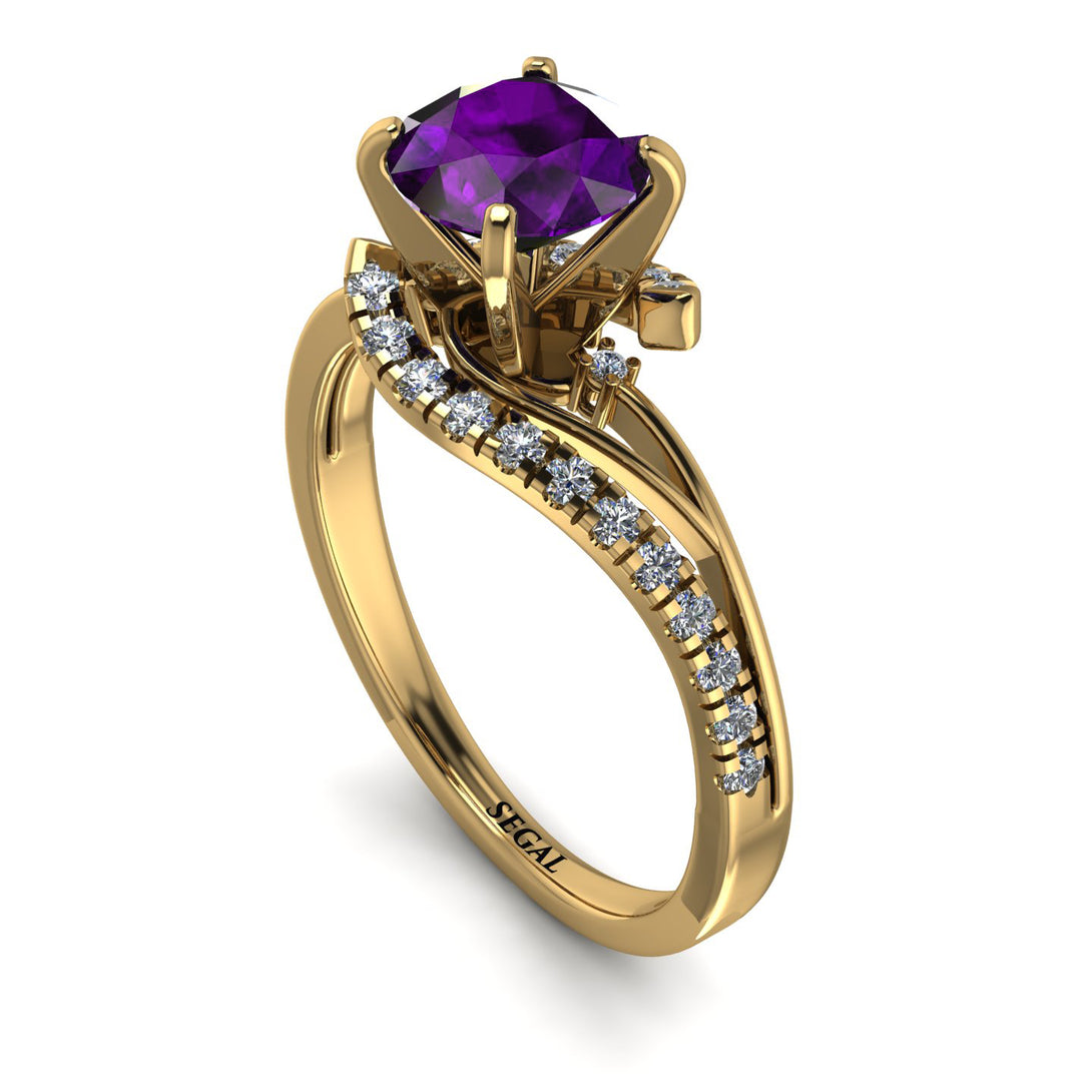 Twist Shank Amethyst Engagement Ring - Maria No. 301
