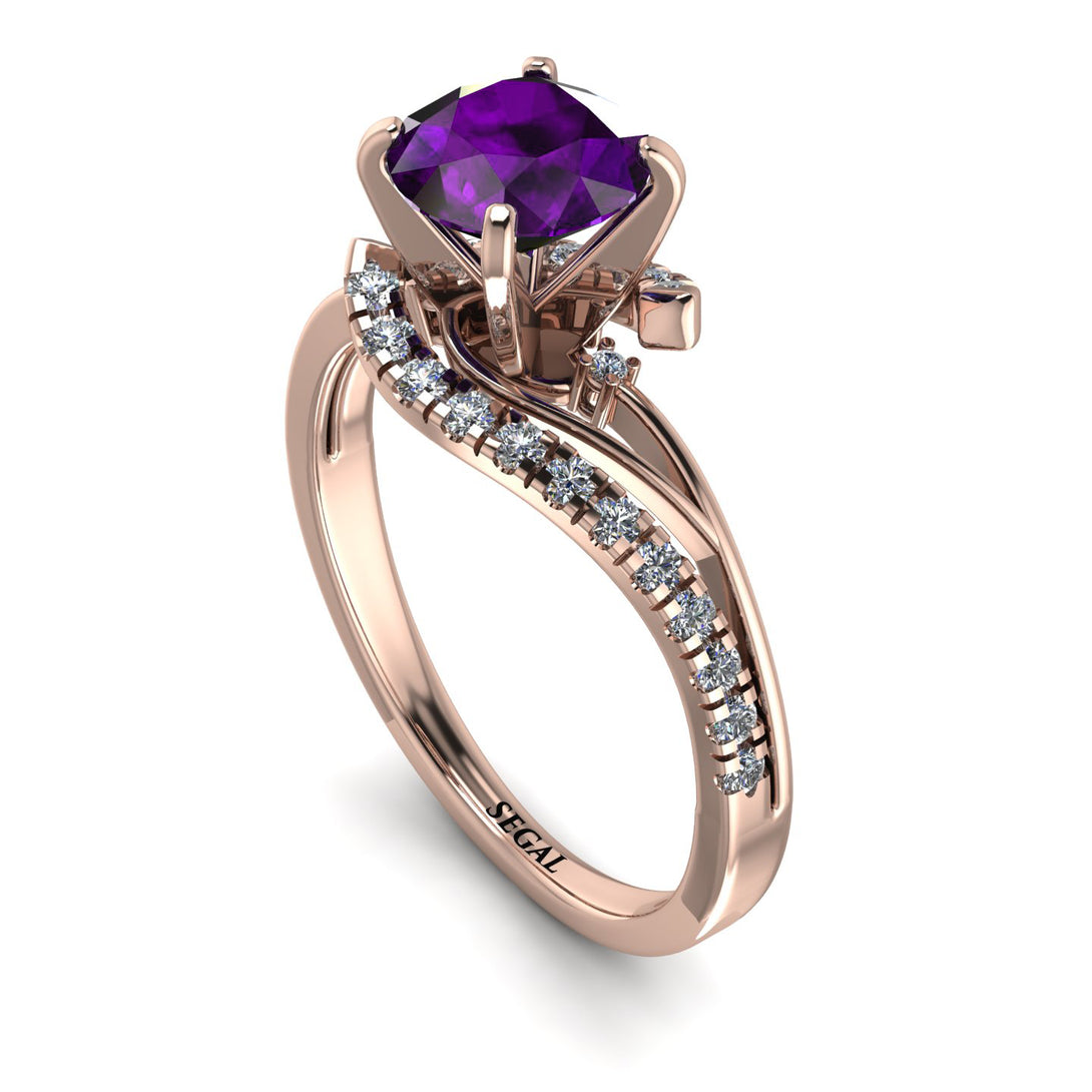 Twist Shank Amethyst Engagement Ring - Maria No. 302