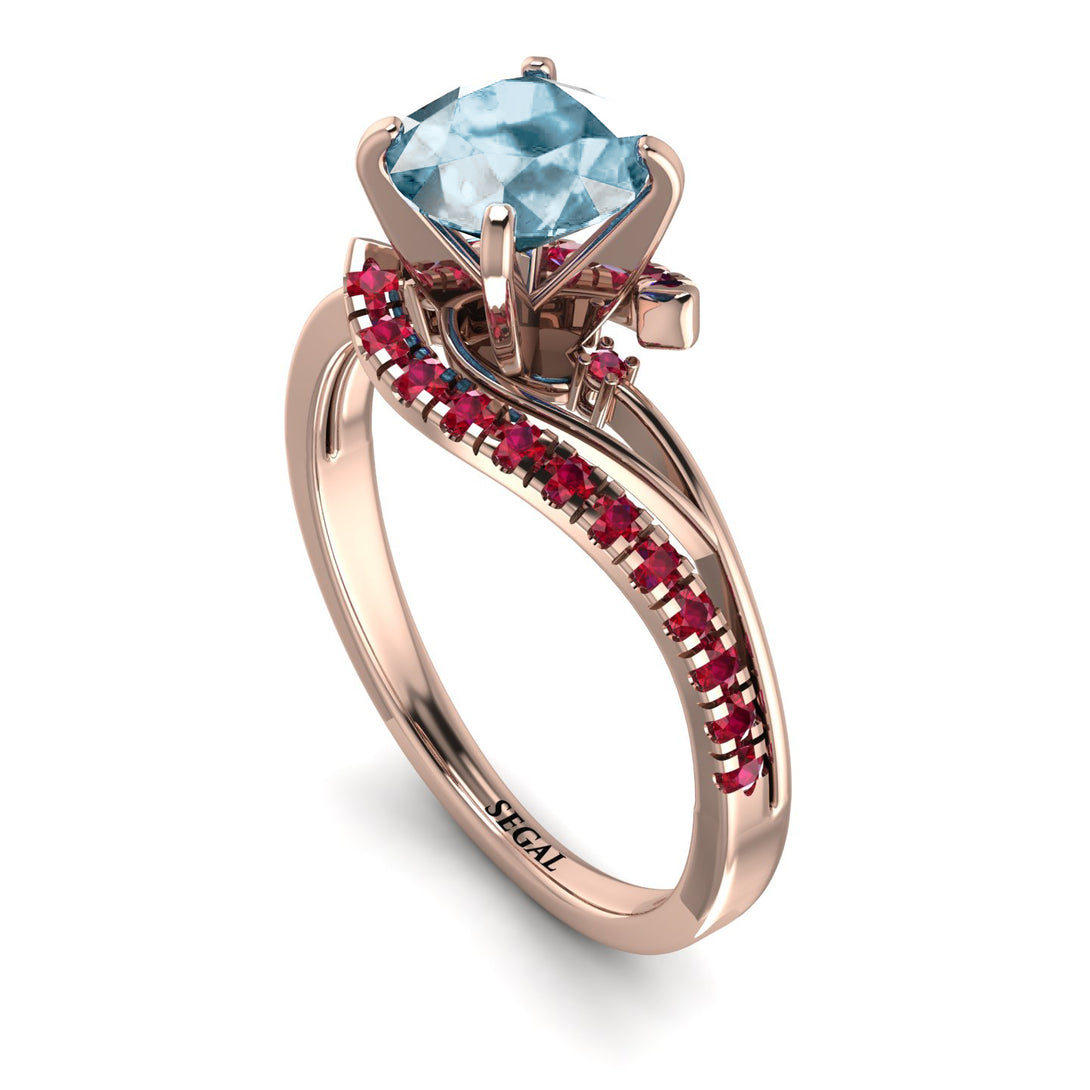 Twist Shank Aquamarine Engagement Ring - Maria No. 411