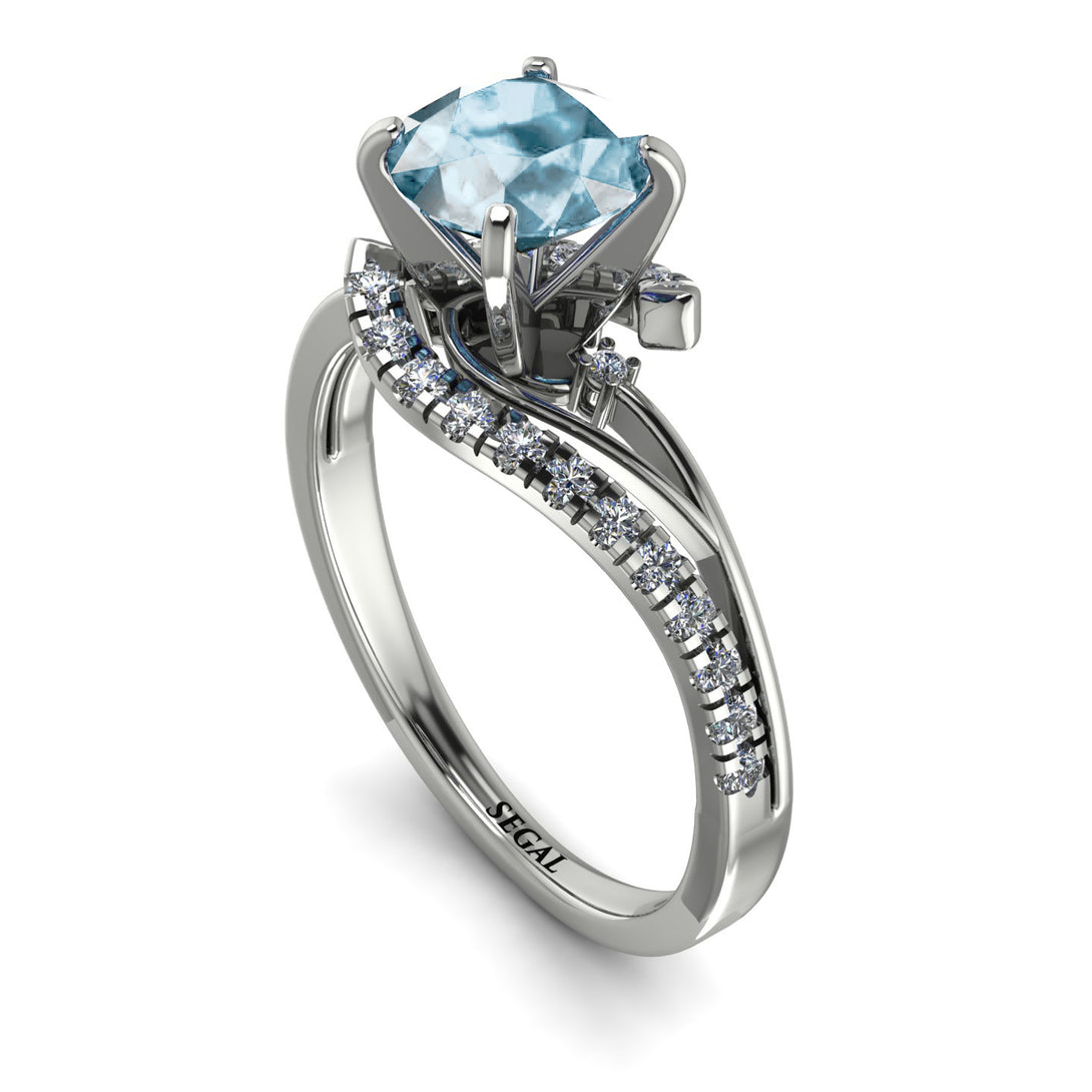 Twist Shank Aquamarine Engagement Ring - Maria No. 403