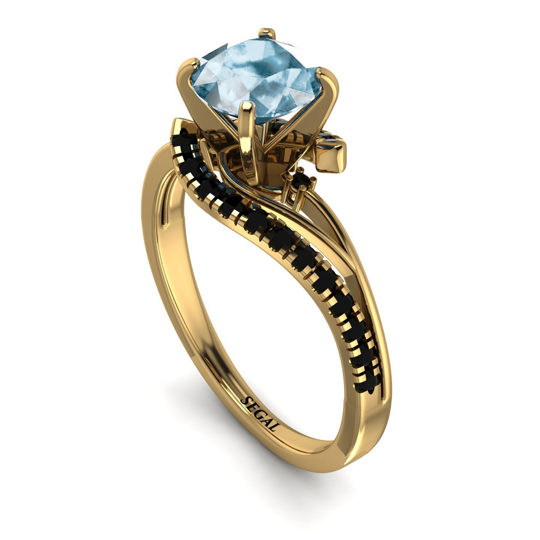 Twist Shank Aquamarine Engagement Ring - Maria No. 407