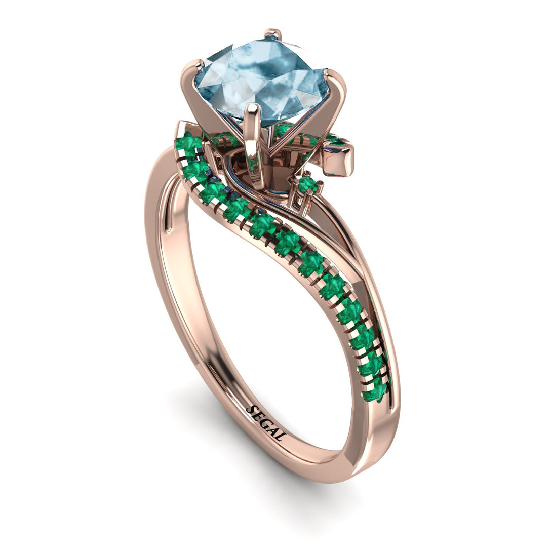 Twist Shank Aquamarine Engagement Ring - Maria No. 405