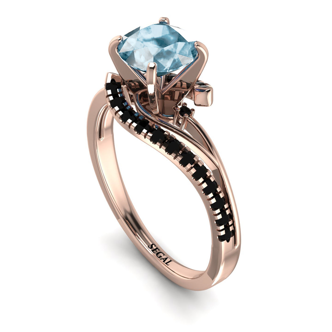 Twist Shank Aquamarine Engagement Ring - Maria No. 408