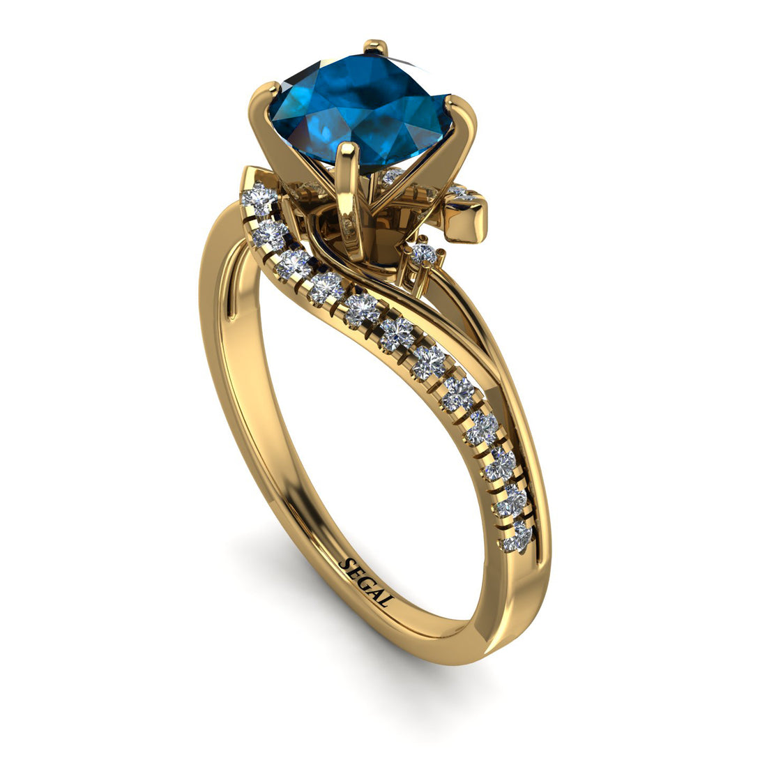 Twist Shank Blue Topaz Engagement Ring - Maria No. 501