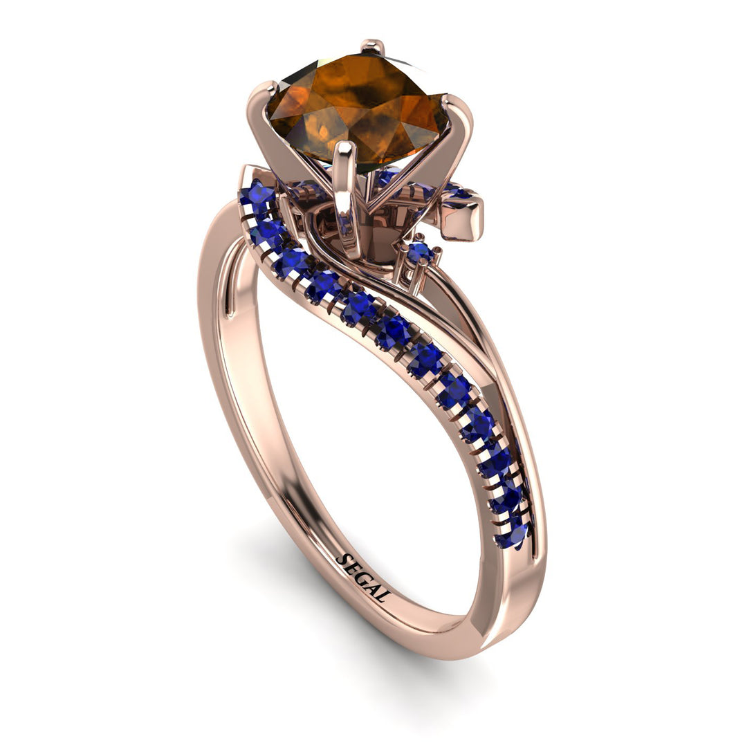 Twist Shank Brown Diamond Engagement Ring - Maria No. 1114