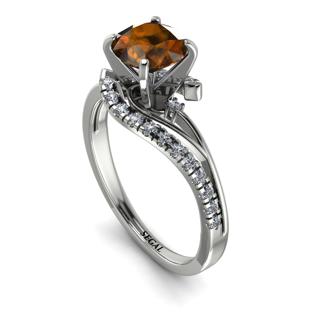 Twist Shank Brown Diamond Engagement Ring - Maria No. 1103