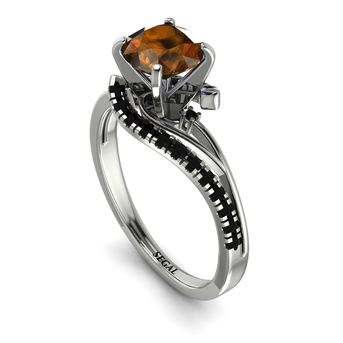 Twist Shank Brown Diamond Engagement Ring - Maria No. 1109