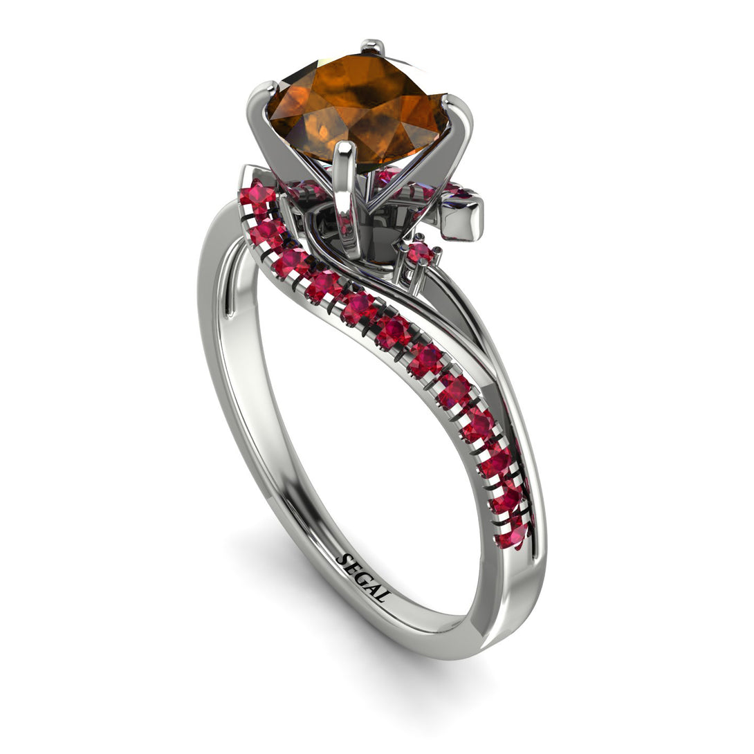 Twist Shank Brown Diamond Engagement Ring - Maria No. 1112