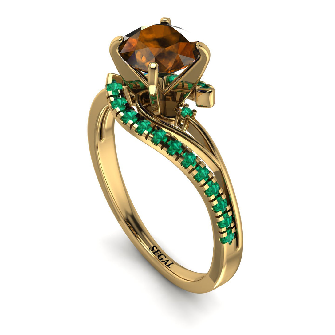 Twist Shank Brown Diamond Engagement Ring - Maria No. 1104
