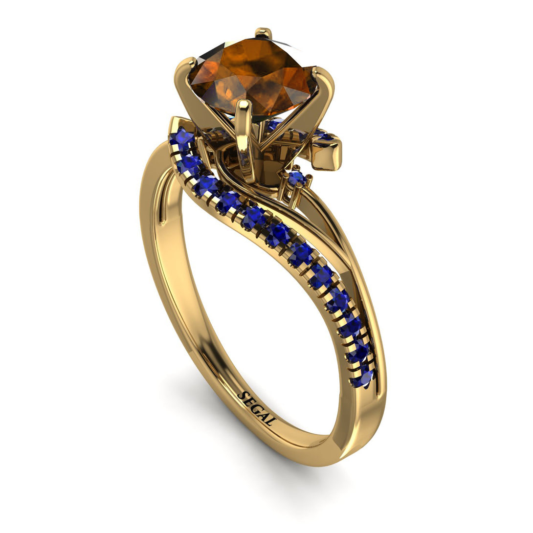 Twist Shank Brown Diamond Engagement Ring - Maria No. 1113