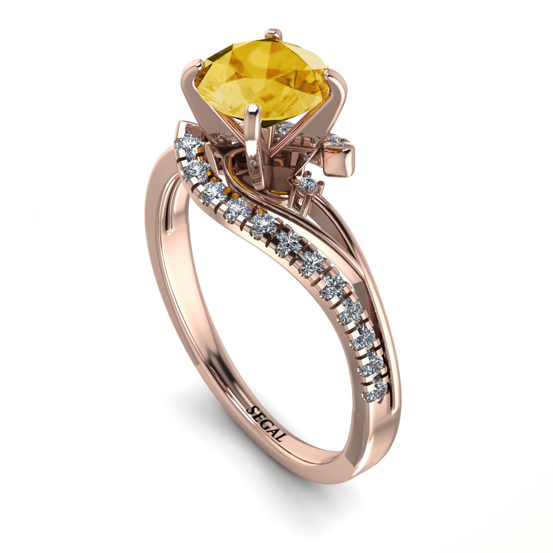 Twist Shank Citrine Engagement Ring - Maria No. 602
