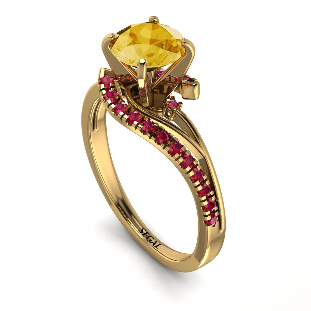 Twist Shank Citrine Engagement Ring - Maria No. 610