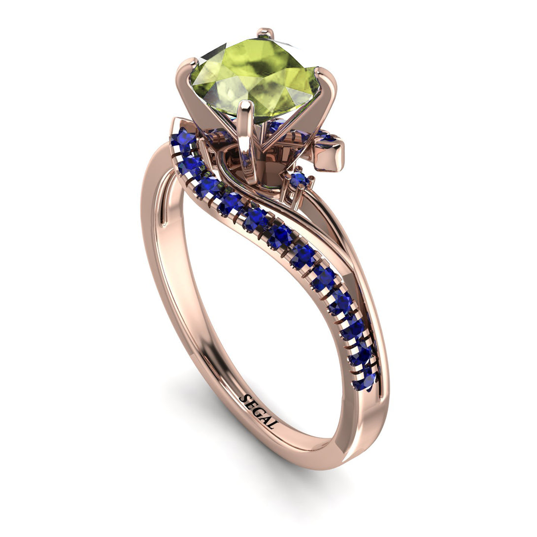 Twist Shank Peridot Engagement Ring - Maria No. 714
