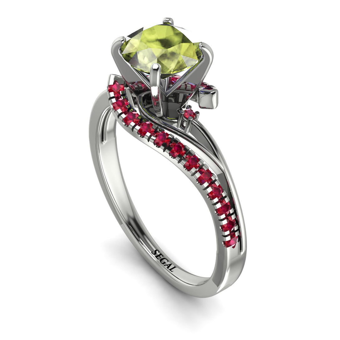 Twist Shank Peridot Engagement Ring - Maria No. 712