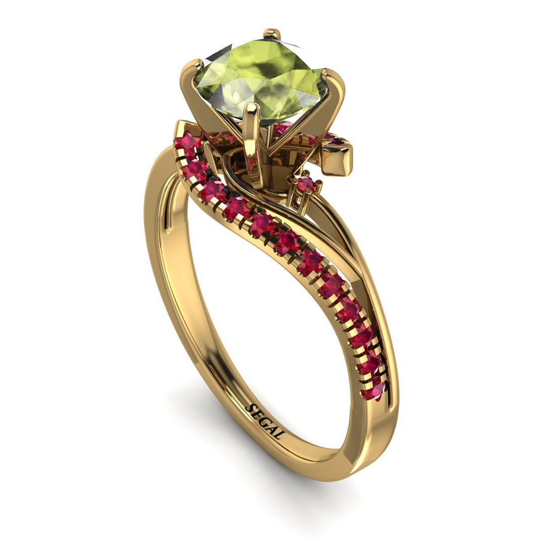Twist Shank Peridot Engagement Ring - Maria No. 710