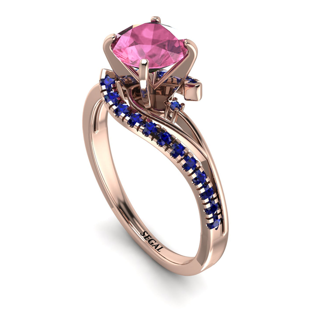 Twist Shank Pink Moissanite Engagement Ring - Maria No. 814
