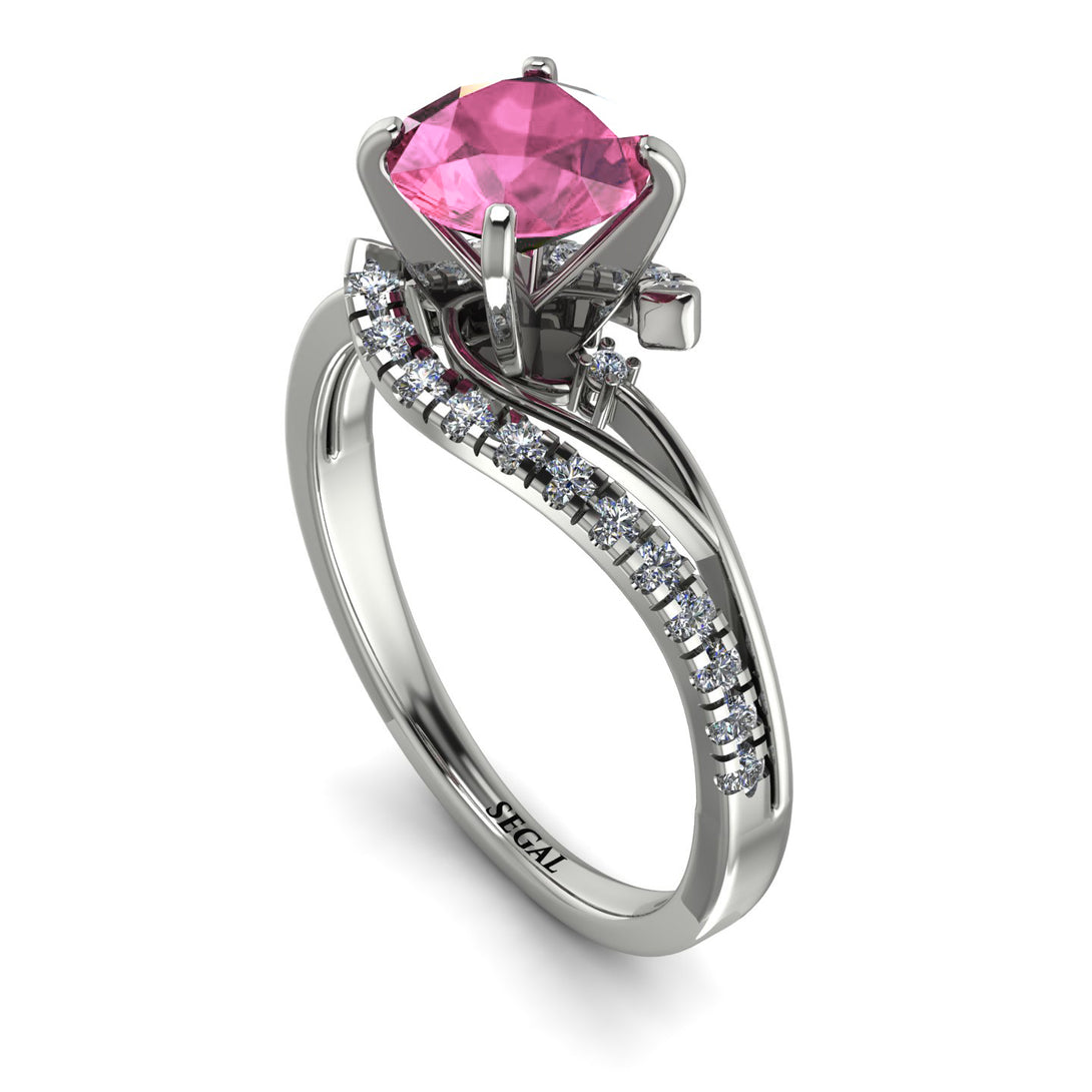 Twist Shank Pink Moissanite Engagement Ring - Maria No. 803