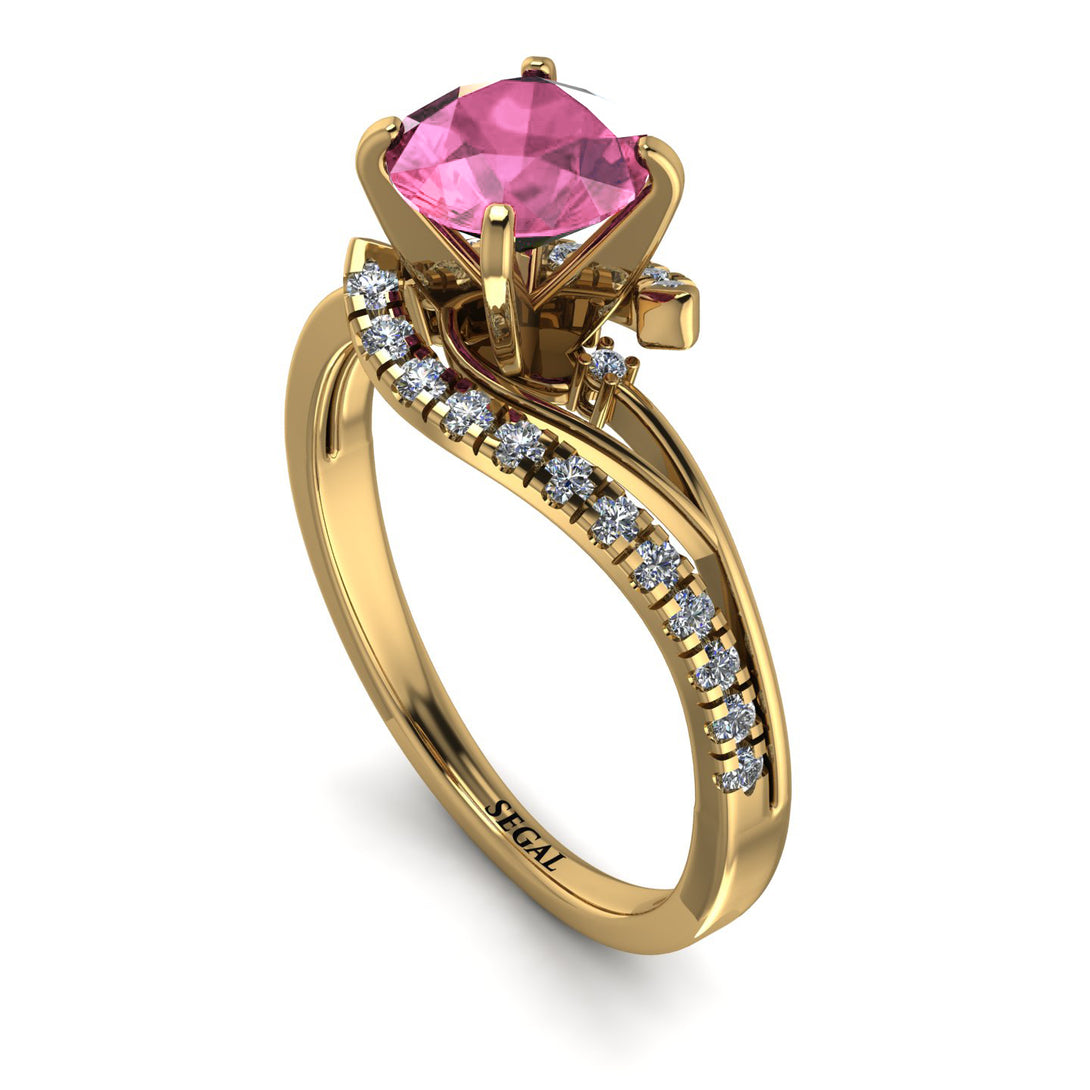 Twist Shank Pink Moissanite Engagement Ring - Maria No. 801