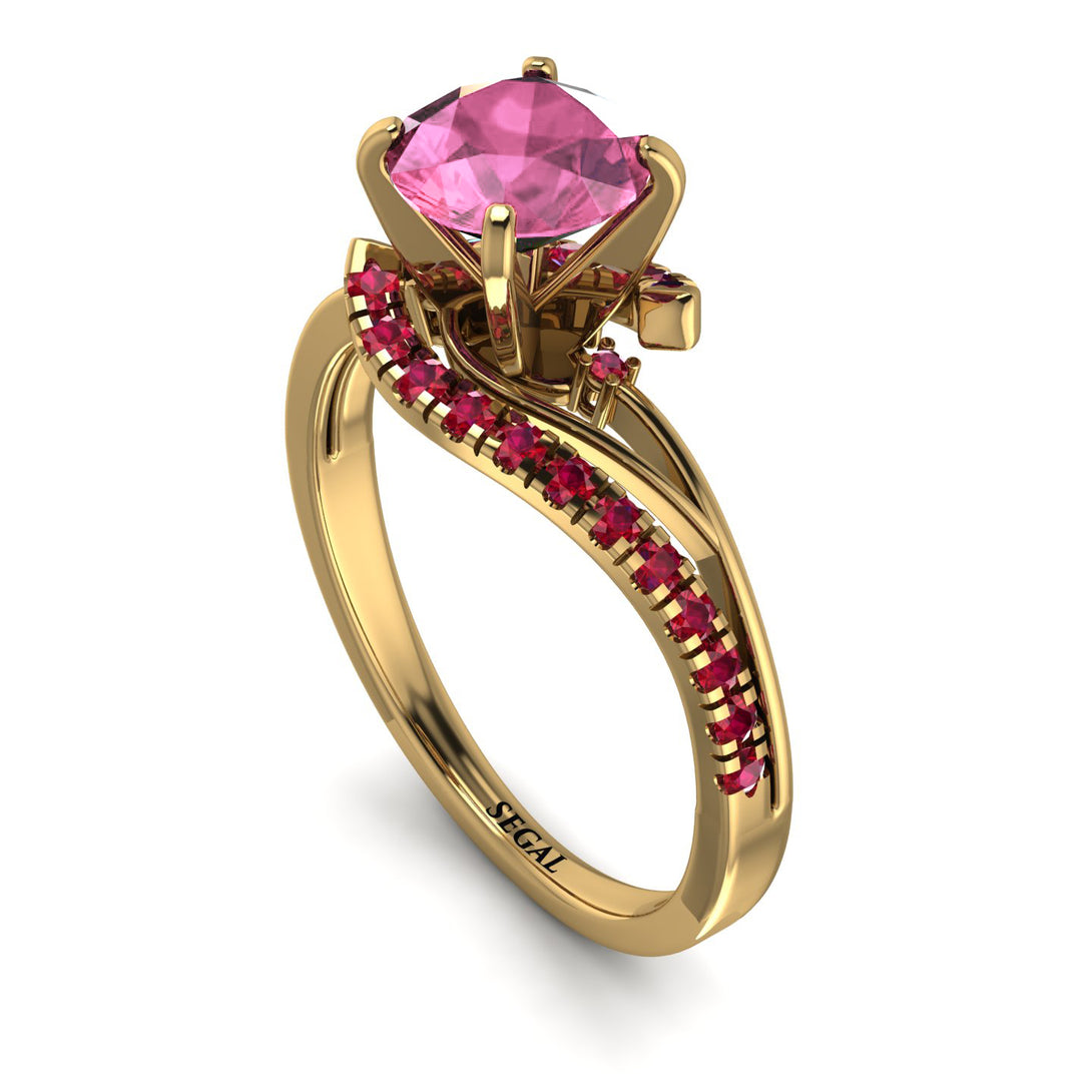 Twist Shank Pink Moissanite Engagement Ring - Maria No. 810