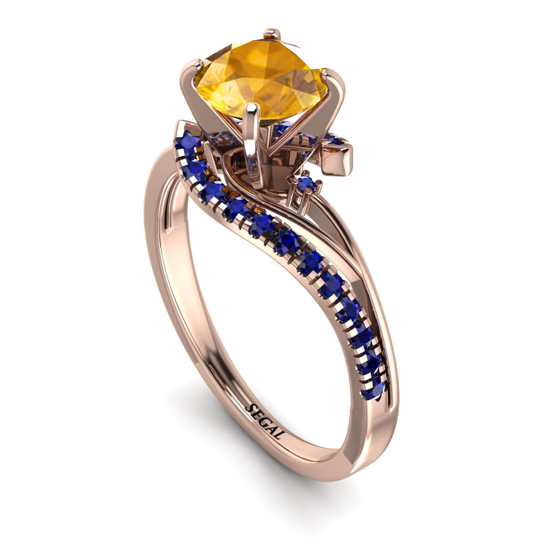 Twist Shank Yellow Diamond Engagement Ring - Maria No. 1014