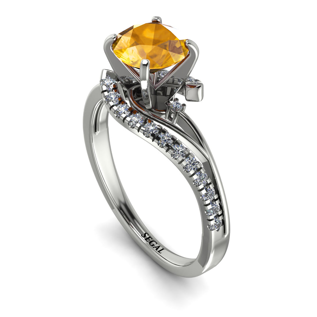 Twist Shank Yellow Diamond Engagement Ring - Maria No. 1003