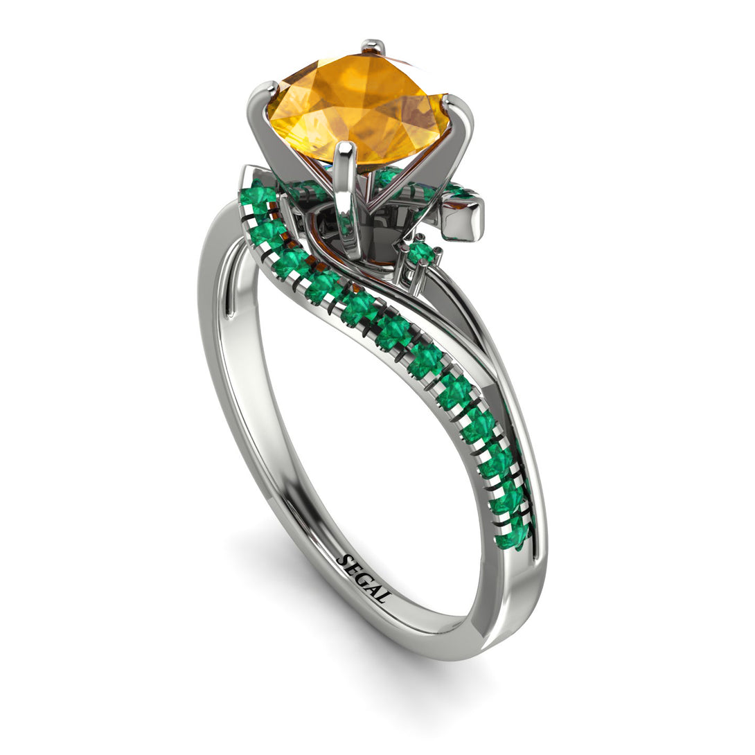 Twist Shank Yellow Diamond Engagement Ring - Maria No. 1006