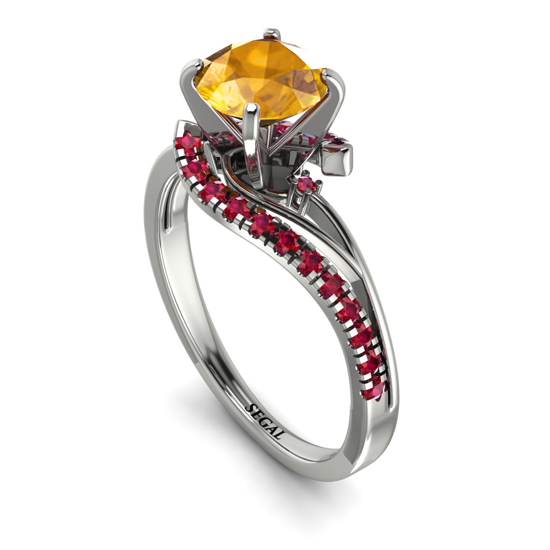 Twist Shank Yellow Diamond Engagement Ring - Maria No. 1012