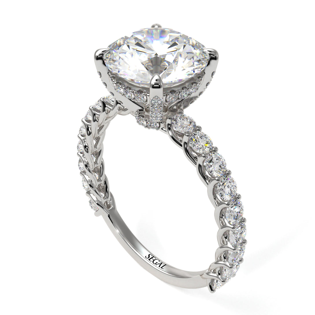 Diamond Twisted Band Halo Engagement Ring - Avianna No. 3