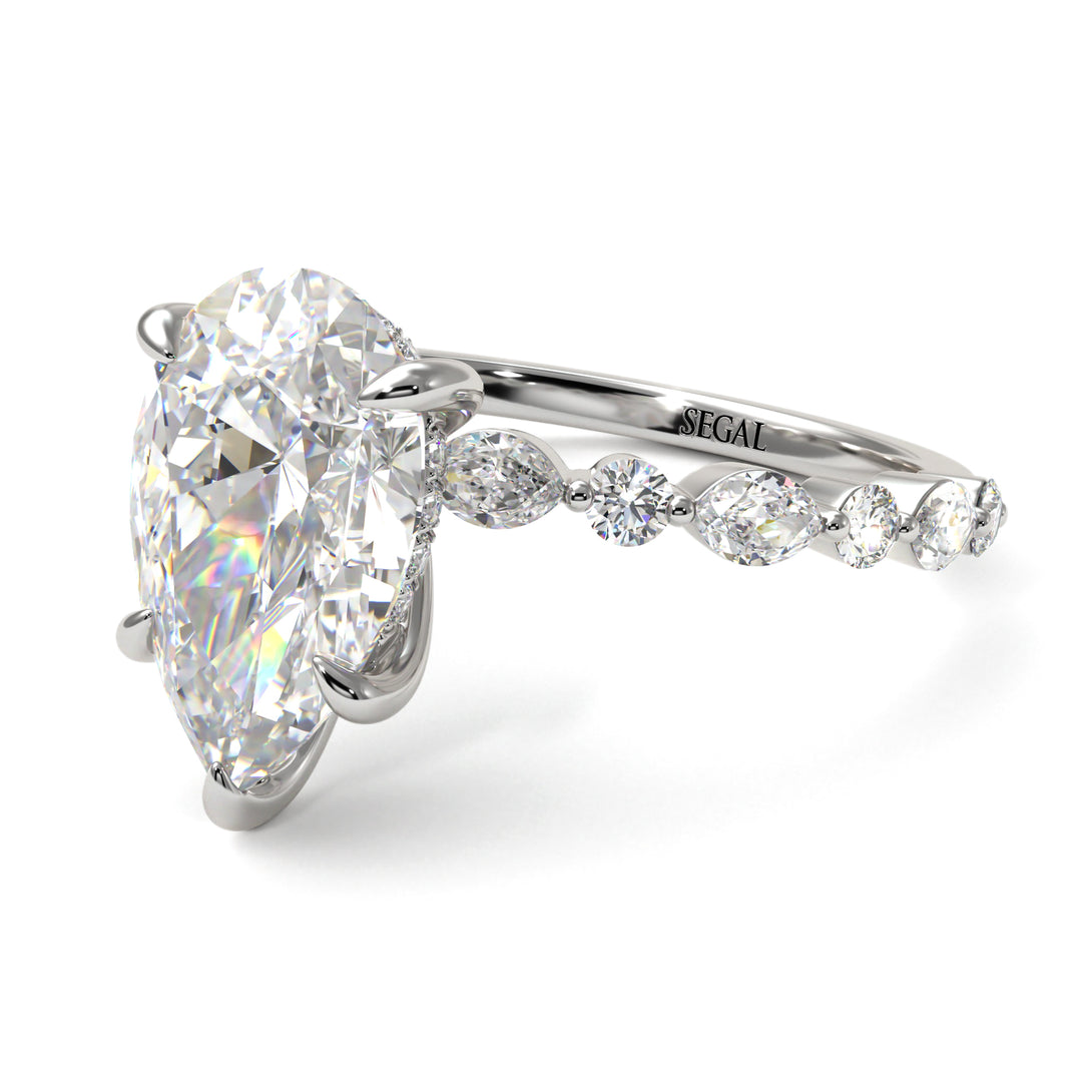 Pear-Cut Diamond Halo Engagement Ring - Nylah No. 3