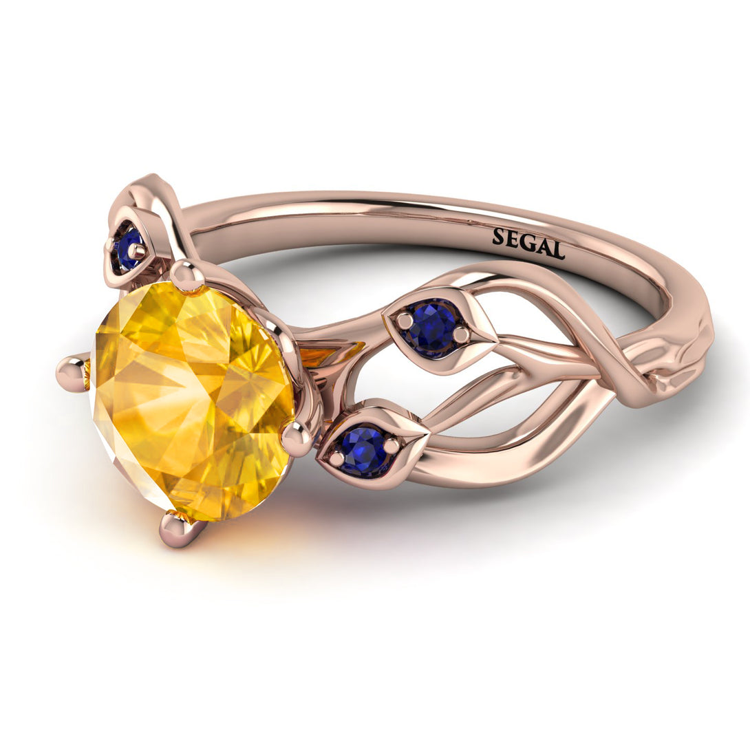 Yellow Diamond Blossom 14K Golden Nature Inspired Engagement Ring - Haley No. 1014