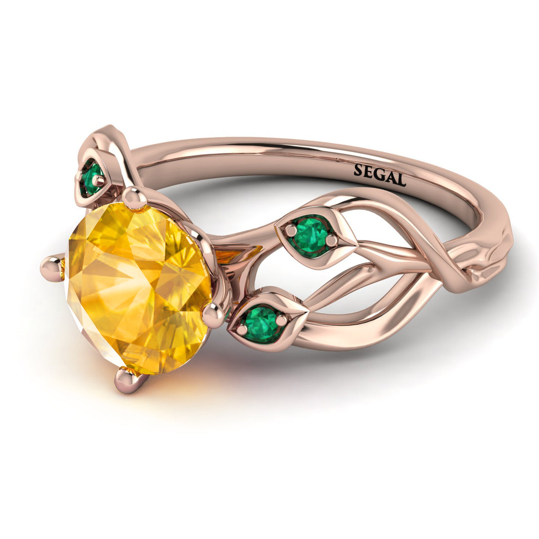 Yellow Diamond Blossom 14K Golden Nature Inspired Engagement Ring - Haley No. 1005