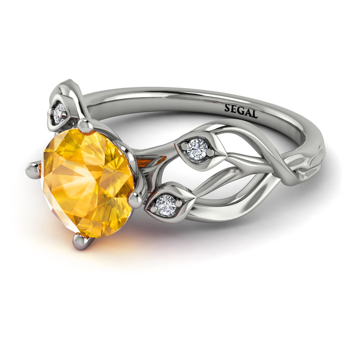 Yellow Diamond Blossom 14K Golden Nature Inspired Engagement Ring - Haley No. 1003