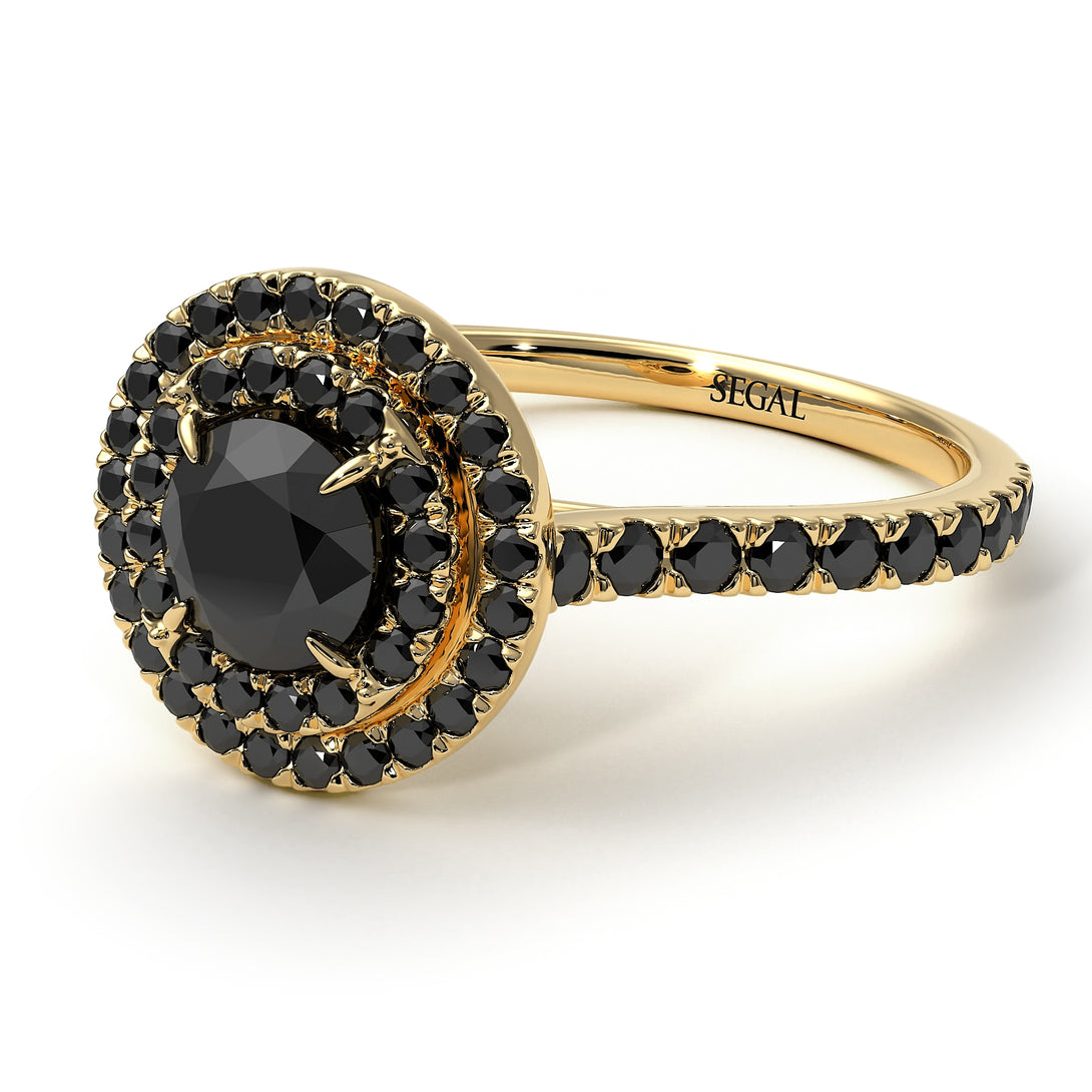 Double Halo Black Diamond Ring - Zoey No. 31