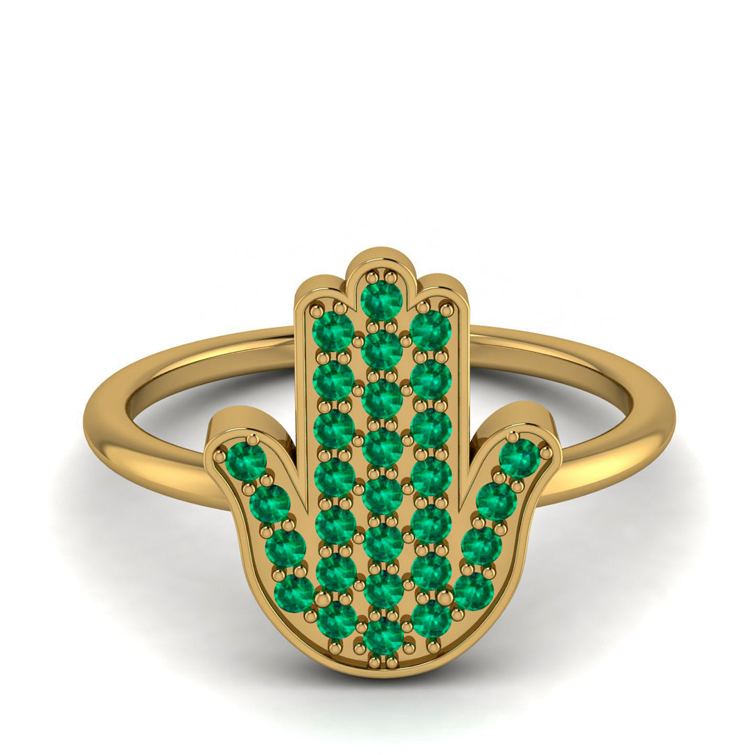 Emerald Pave Hamsah Ring - Maeve No. 4